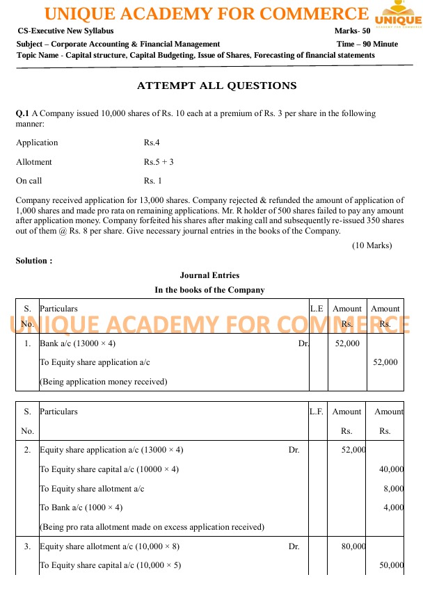 CAFM Answer Sheet